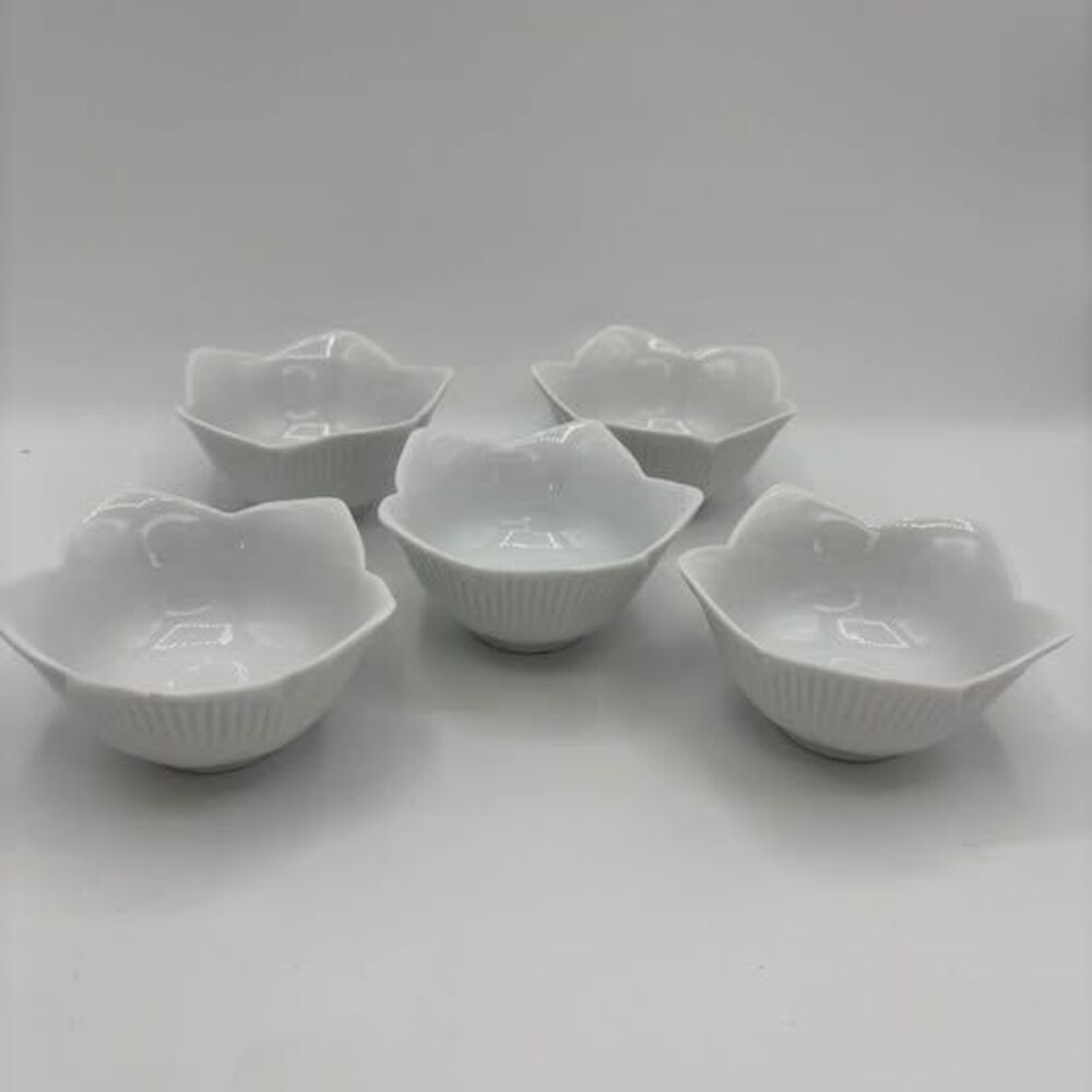 Pier 1 Mini White Lotus Porcelain Bowls Set of 5